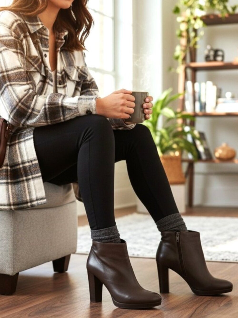 Michael Kors Brown Leather Ankle Boots, Size 10M, Block Heel Zip Boots